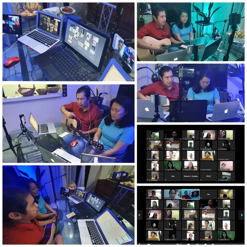 Collage of livestream worship and online services during the pandemic