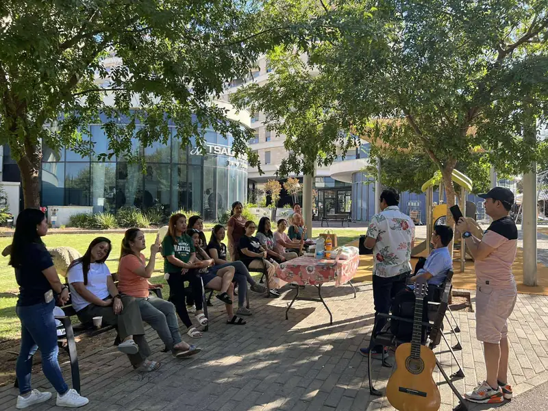 An outdoor gathering at CK Modiin, Israel